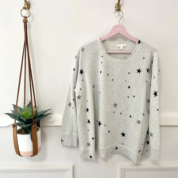 Lisa Todd Glow Up Star Sweater Distressed Hem Green Neon Star Accent Size 1X - Picture 2 of 5